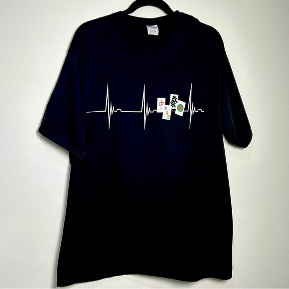Port and Company Other - Black Mah Jongg Graphic Short Sleeve Tee Shirt Heart Beats Mah Jongg NWOT